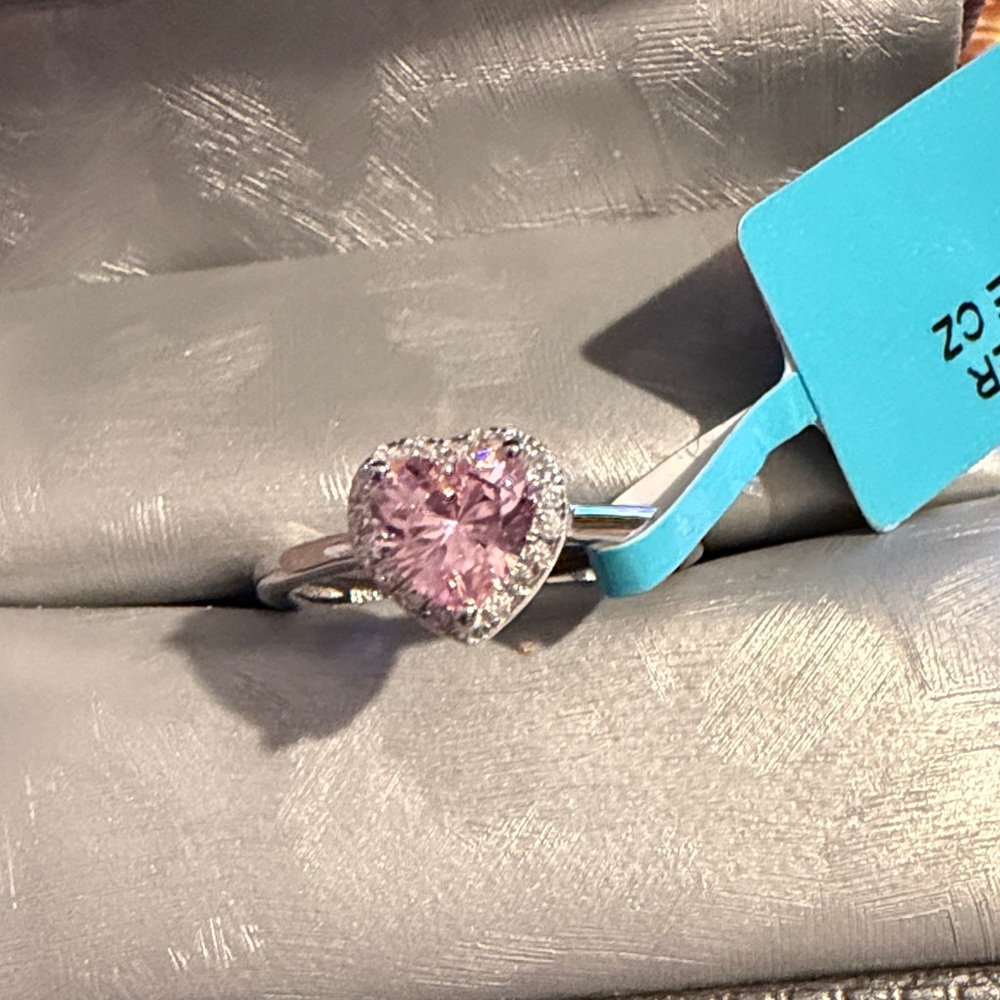 Heart-Shaped Pink Sapphire Silver Ring